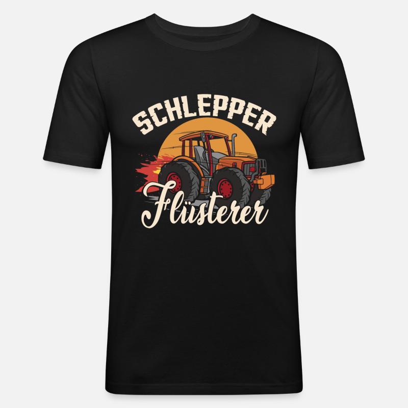 Schlepper Flüsterer | Traktor | Trecker - Männer Slim Fit T-Shirt - Schwarz