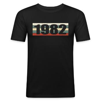 1982 Jahrgang 1982 Geschenk 1982 Geburtstag 1982 - Männer Slim Fit T-Shirt - Schwarz - Vorne - Nik (191cm)