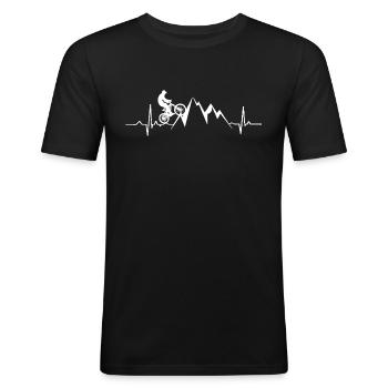 Mountain Bike Heartbeat T-Shirt Apparel Biking Bik - Men's Slim Fit T-Shirt - black - Front - Nik (191cm)