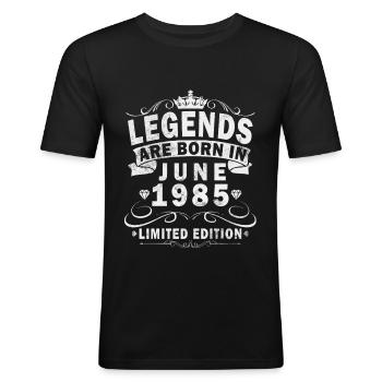Birthday Gift June 1985, Gift June 1985 - Men's Slim Fit T-Shirt - black - Front - Nik (191cm)