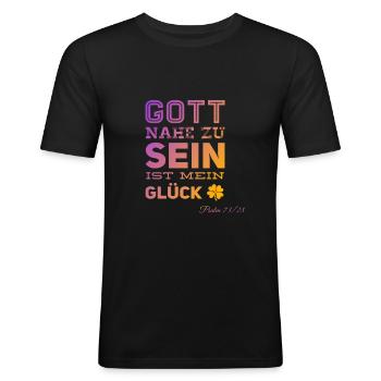 Être proche de Dieu, c'est ma CHANCE! - T-shirt près du corps Homme - noir - Devant - Nik (191cm)
