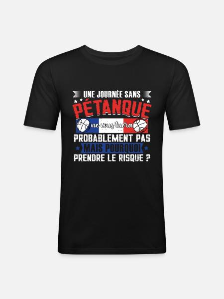 Petanque Boccia Gift - Men's Slim Fit T-Shirt - black
