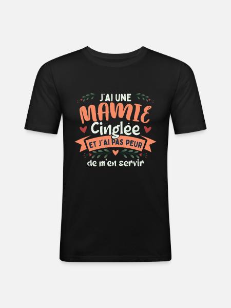 Mamie Cinglée - T-shirt près du corps Homme - noir