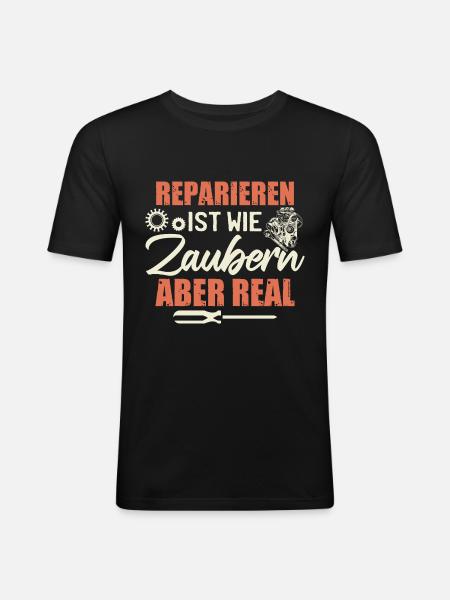 Autoschrauber Mechaniker Lustig - Männer Slim Fit T-Shirt - Schwarz
