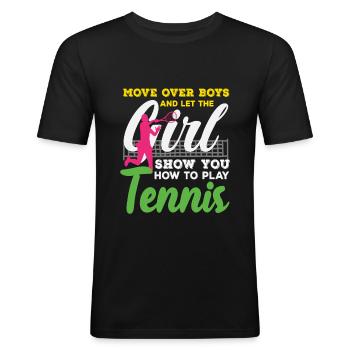 Tennis Spieler Mädchen Stärken - Männer Slim Fit T-Shirt - Schwarz - Vorne - Nik (191cm)