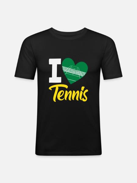 I Love Tennis Player Heart - Men's Slim Fit T-Shirt - black