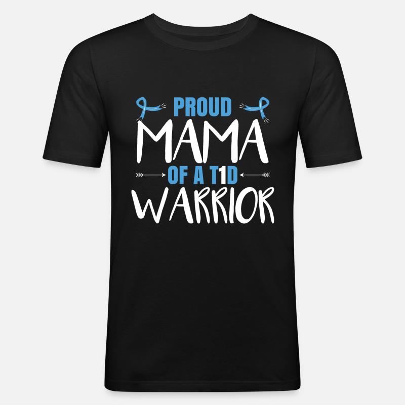 Stolze Mama eines T1D-Kriegers - Männer Slim Fit T-Shirt - Schwarz