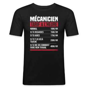 Mechaniker Stundensatz Humor Geschenkidee - Männer Slim Fit T-Shirt - Schwarz - Vorne - Nik (191cm)