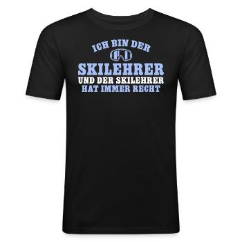 Skifahrer hat immer Recht Skilehrer - Männer Slim Fit T-Shirt - Schwarz - Vorne - Nik (191cm)