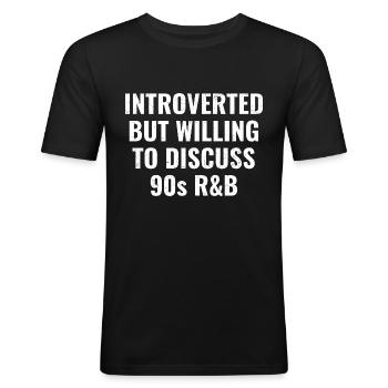 90er Jahre - Männer Slim Fit T-Shirt - Schwarz - Vorne - Nik (191cm)