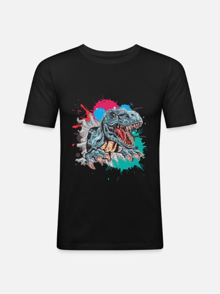 Dinosaure T-Rex - T-shirt près du corps Homme - noir