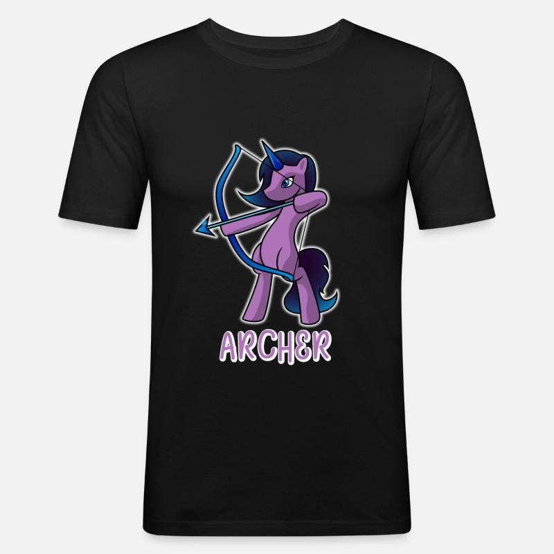 Bogenschütze Einhorn - Männer Slim Fit T-Shirt - Schwarz