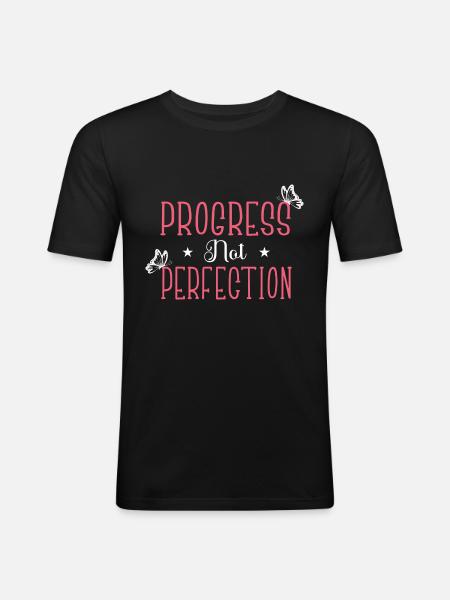 Progress instead of perfection Self-love - Men's Slim Fit T-Shirt - black