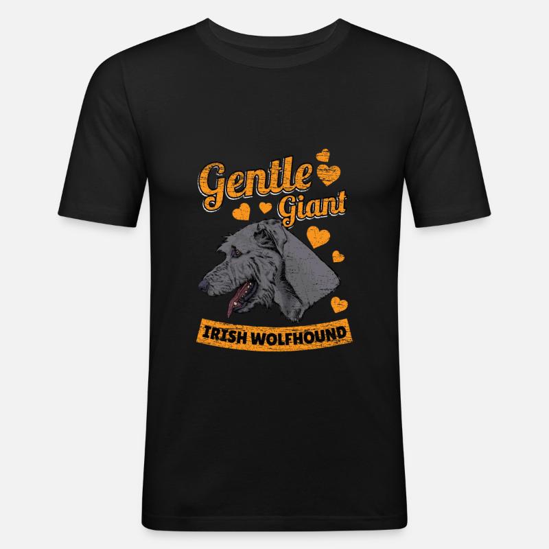 Irischer Wolfshund Herzen - Männer Slim Fit T-Shirt - Schwarz