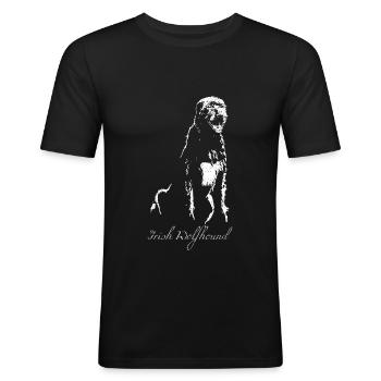 Irischer Wolfshund - Männer Slim Fit T-Shirt - Schwarz - Vorne - Nik (191cm)
