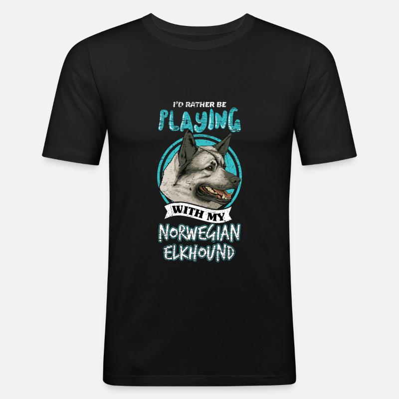 Norwegischer Elchhund - Männer Slim Fit T-Shirt - Schwarz