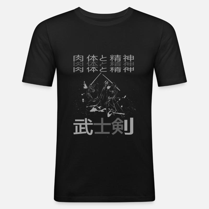 Samurai - Männer Slim Fit T-Shirt - Schwarz