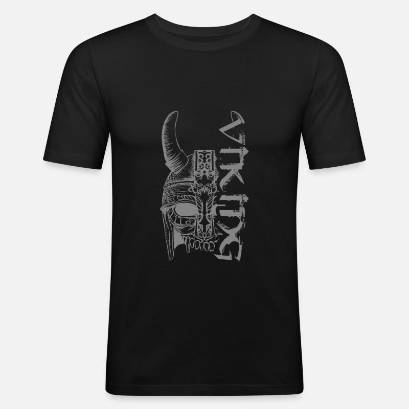 Wikinger Schädel Kelten Germanen - Männer Slim Fit T-Shirt - Schwarz