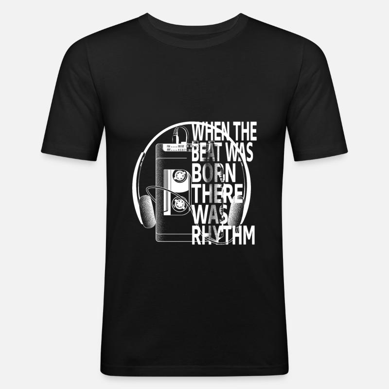 Retro Cassette - Männer Slim Fit T-Shirt - Schwarz
