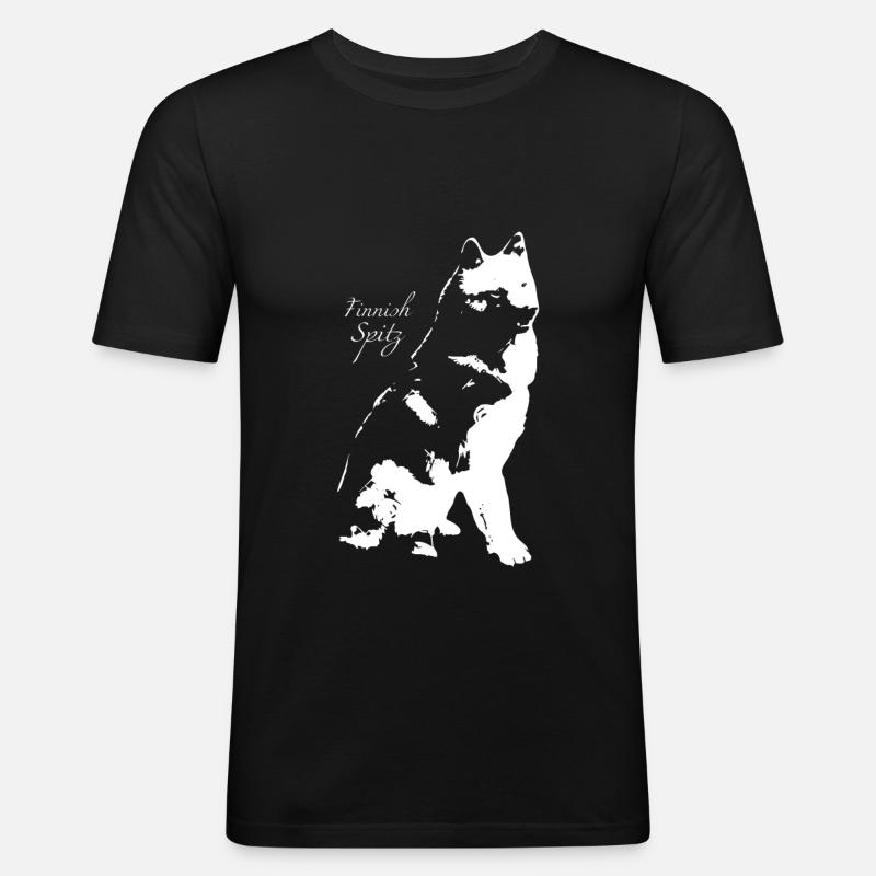 Finnischer Spitz - Männer Slim Fit T-Shirt - Schwarz
