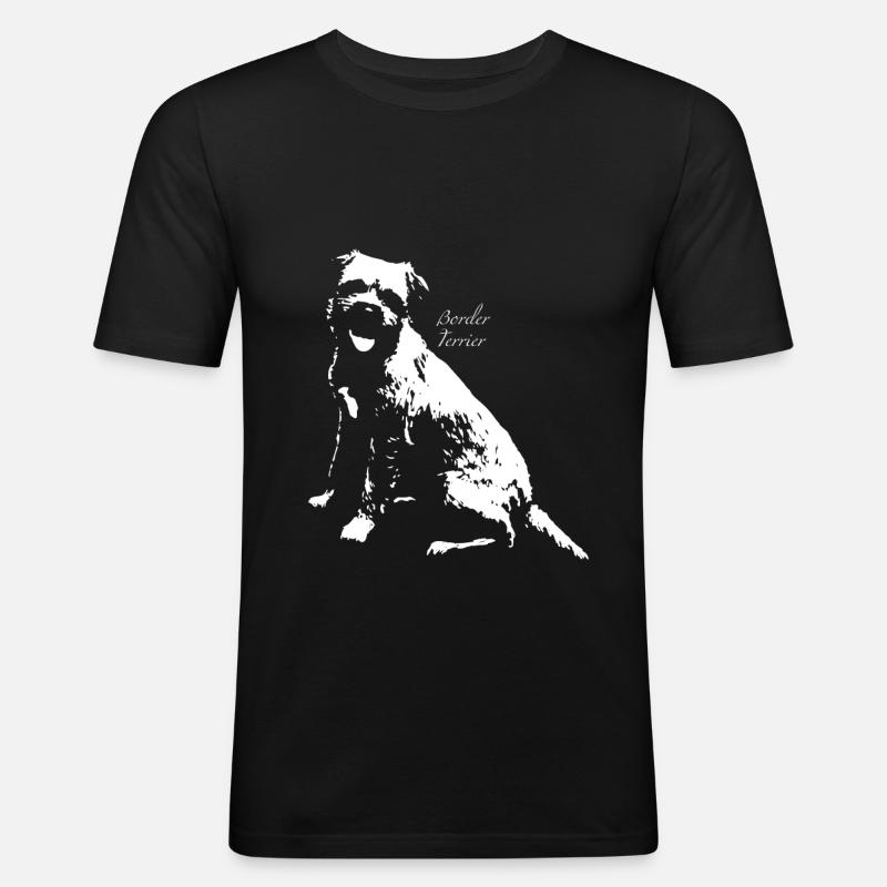 Border Terrier - Männer Slim Fit T-Shirt - Schwarz