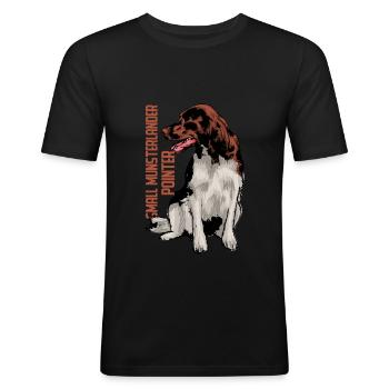 Petit Münsterländer - T-shirt près du corps Homme - noir - Devant - Nik (191cm)