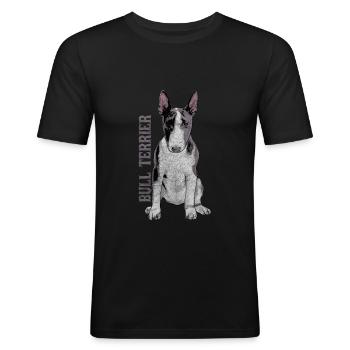 Bull Terrier - T-shirt près du corps Homme - noir - Devant - Nik (191cm)