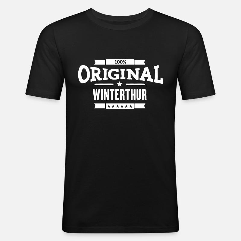 Original Winterthur - Männer Slim Fit T-Shirt - Schwarz