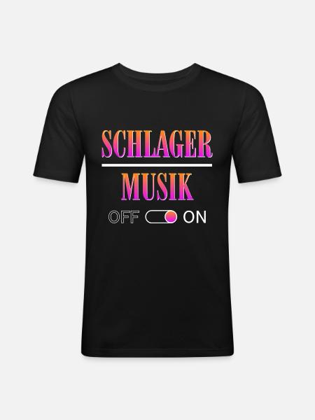 Schlagermusik On - Männer Slim Fit T-Shirt - Schwarz