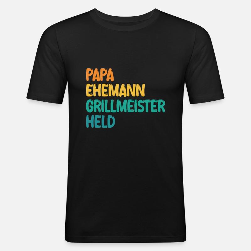 Papa Mari Grill Master Hero - T-shirt près du corps Homme - noir