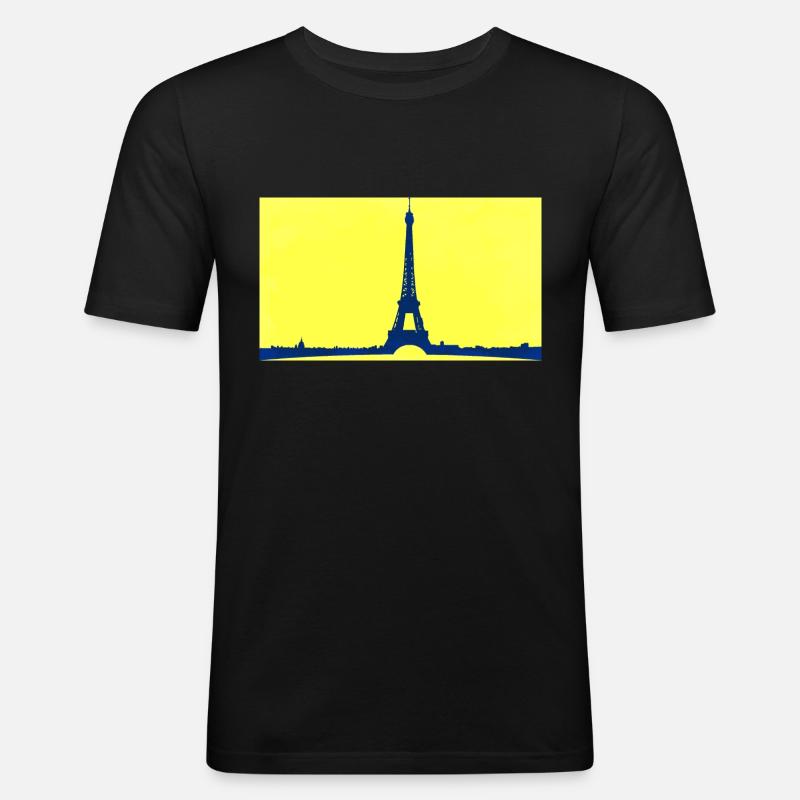 Tour Eiffel dans abstrait - T-shirt près du corps Homme - noir