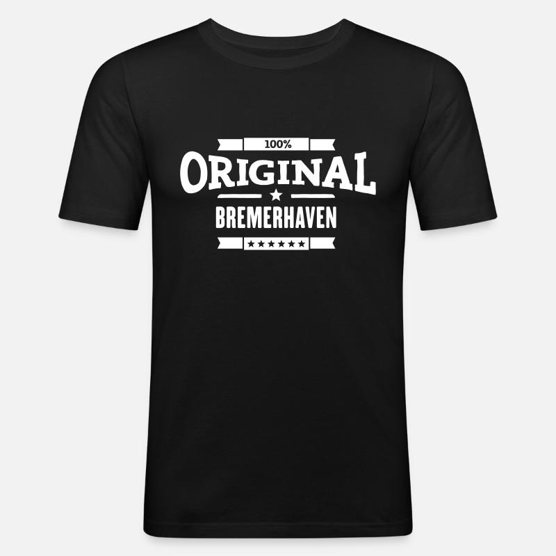 Original Bremerhaven - Männer Slim Fit T-Shirt - Schwarz