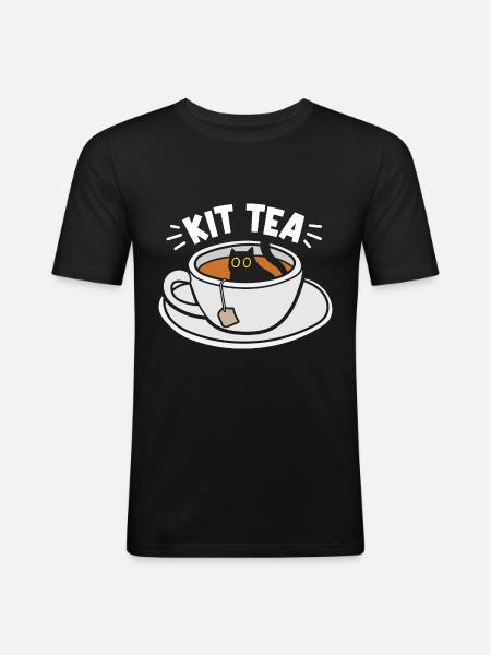 Funny Cat Lover Tea - Men's Slim Fit T-Shirt - black
