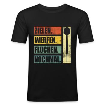 Dart Darts Dartpfeil Lustiger Spruch - Männer Slim Fit T-Shirt - Schwarz - Vorne - Nik (191cm)