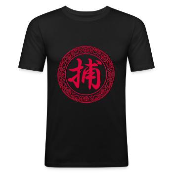 Chinese ancient logo for law enforcers - Men's Slim Fit T-Shirt - black - Front - Nik (191cm)