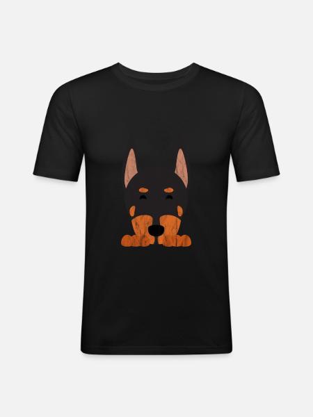 Netter Tier-Hund - Männer Slim Fit T-Shirt - Schwarz