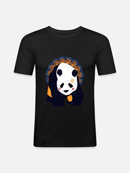 Globaler Nomadenpanda - Männer Slim Fit T-Shirt - Schwarz