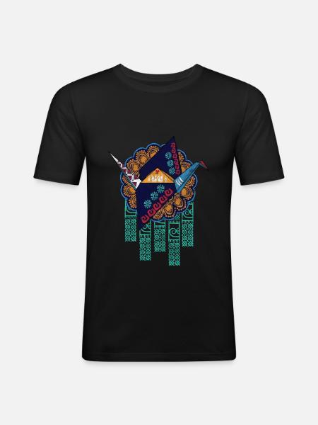 Globaler Nomad Origami - Männer Slim Fit T-Shirt - Schwarz