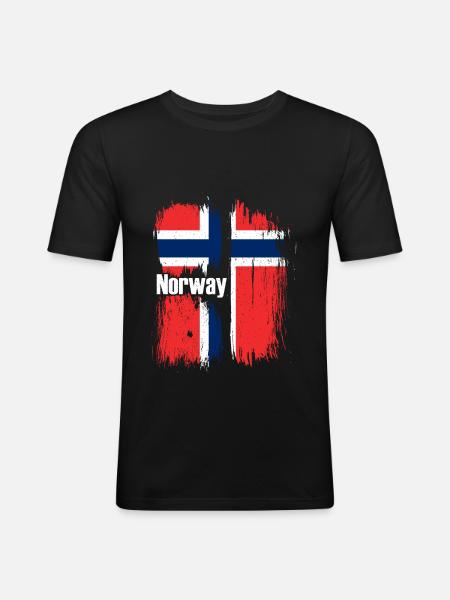 Norwegen Flagge - Männer Slim Fit T-Shirt - Schwarz