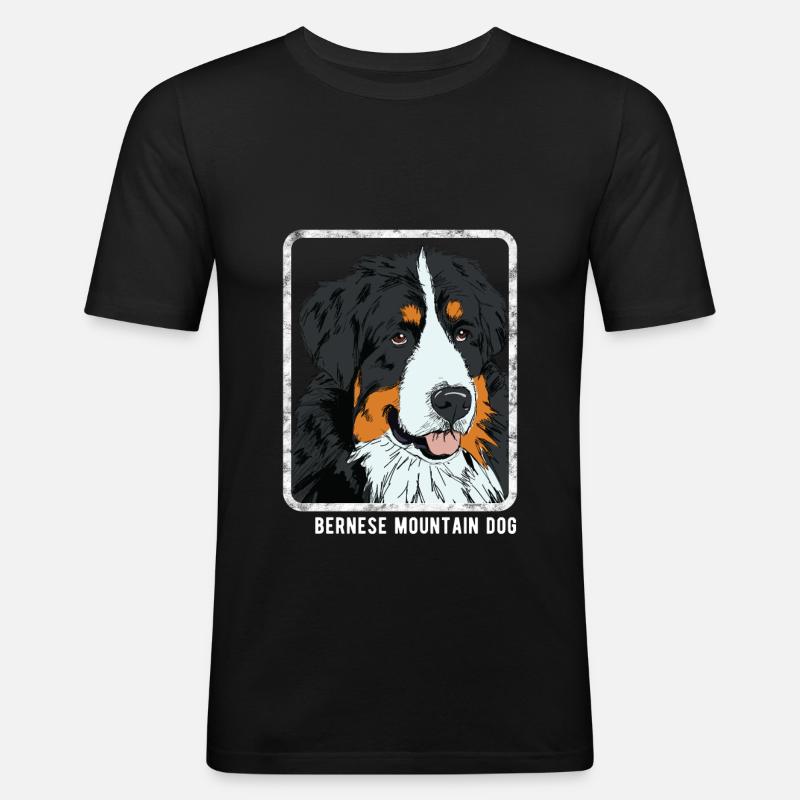 Chiens - Bouvier Bernois - T-shirt près du corps Homme - noir