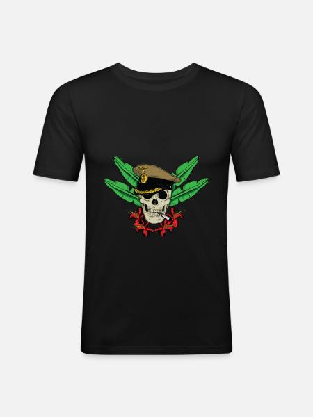Tiefer Dschungel - Captain Skull - Männer Slim Fit T-Shirt - Schwarz