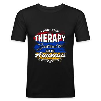 Ich brauche keine Therapie, ich brauche Armenien - Männer Slim Fit T-Shirt - Schwarz - Vorne - Nik (191cm)