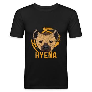 Hyäne | Hyena - Männer Slim Fit T-Shirt - Schwarz - Vorne - Nik (191cm)