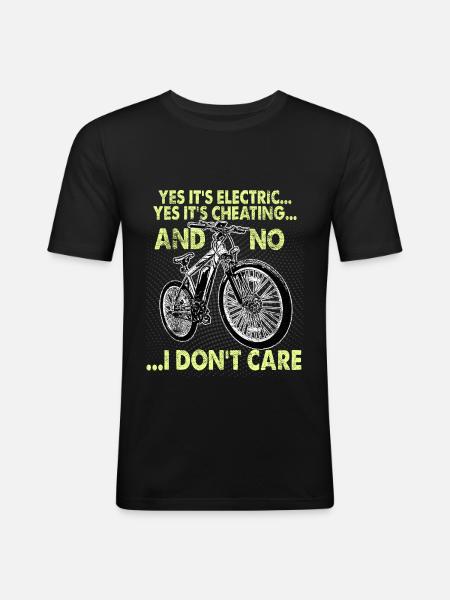 Ebike Pedlec Fahrrad - Männer Slim Fit T-Shirt - Schwarz