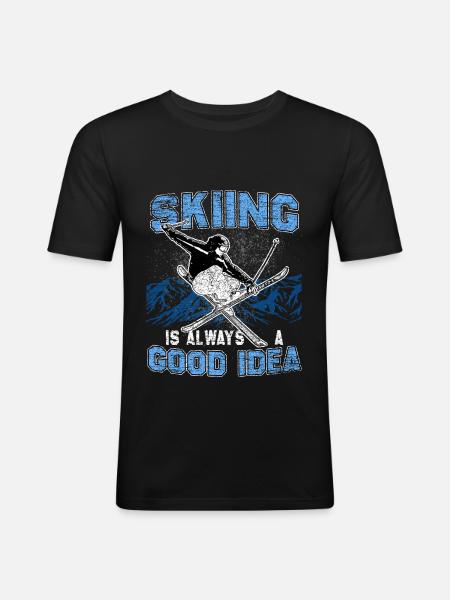 Ski Freeride - Männer Slim Fit T-Shirt - Schwarz