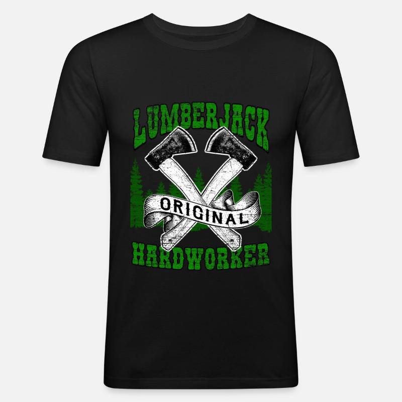 Holzfäller Waldarbeiter - Männer Slim Fit T-Shirt - Schwarz
