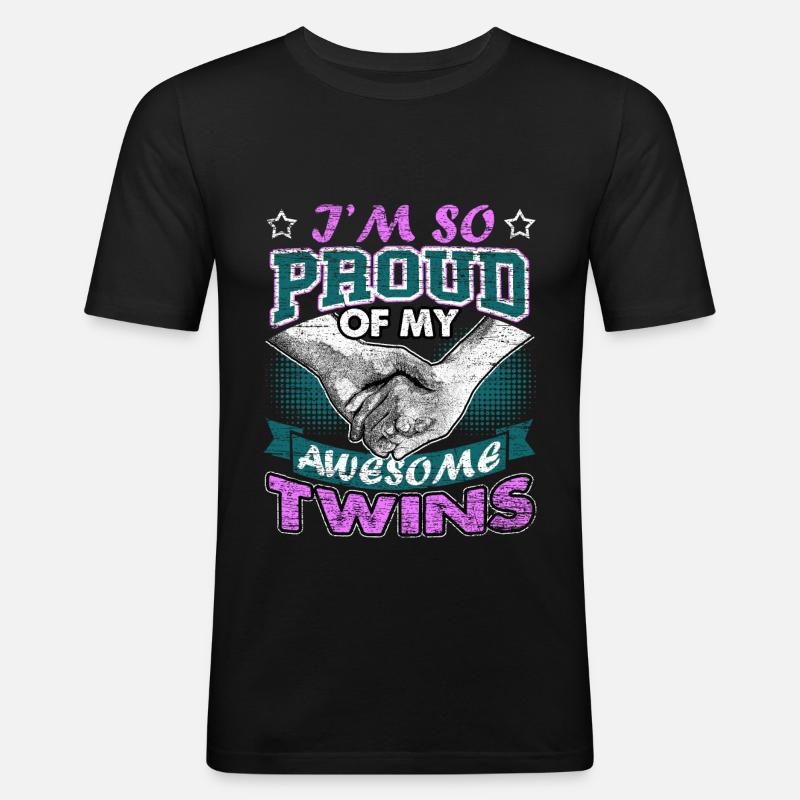 Zwillinge Zwilling - Männer Slim Fit T-Shirt - Schwarz