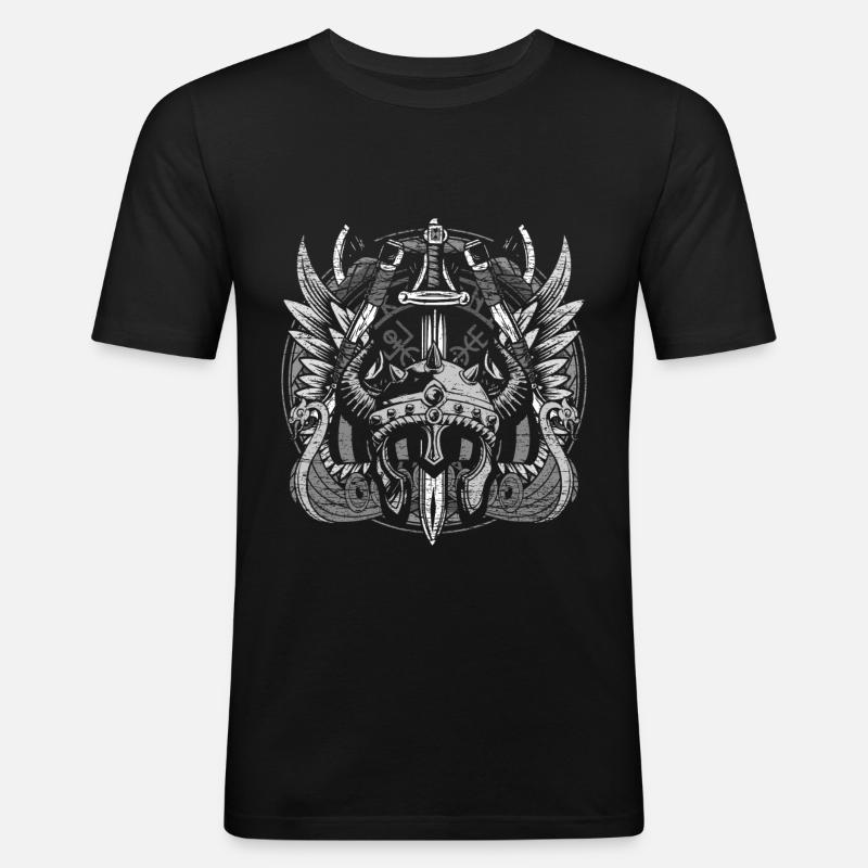Wikinger - Männer Slim Fit T-Shirt - Schwarz
