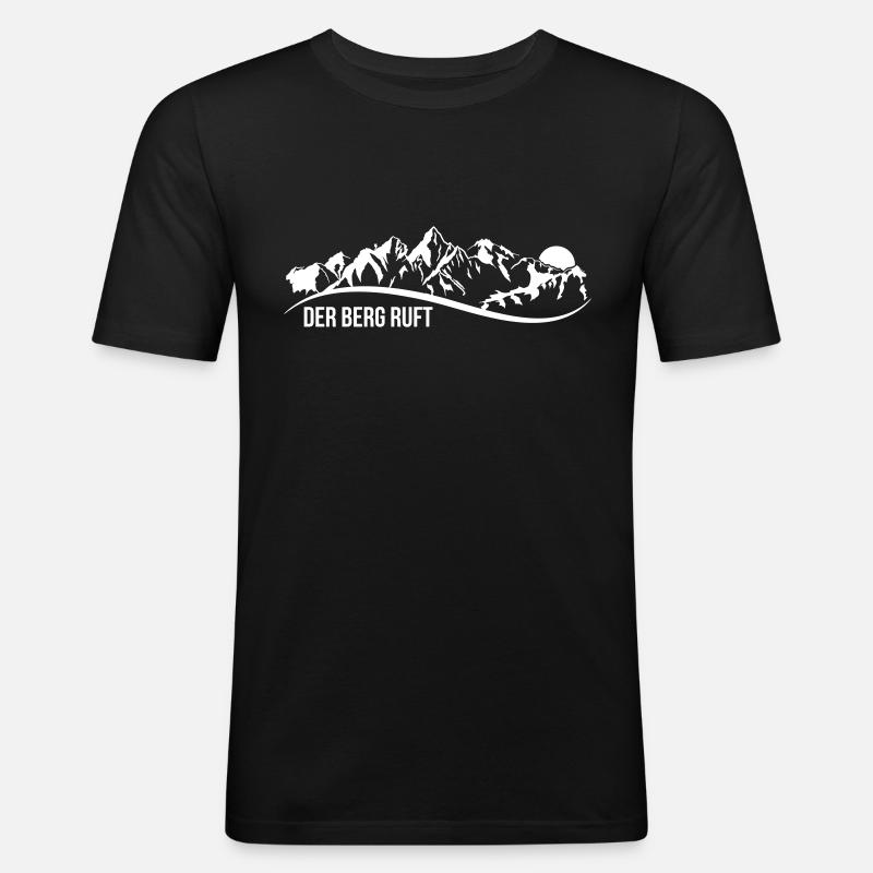 der berg ruft - Männer Slim Fit T-Shirt - Schwarz