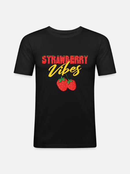 Strawberry vibes - Men's Slim Fit T-Shirt - black